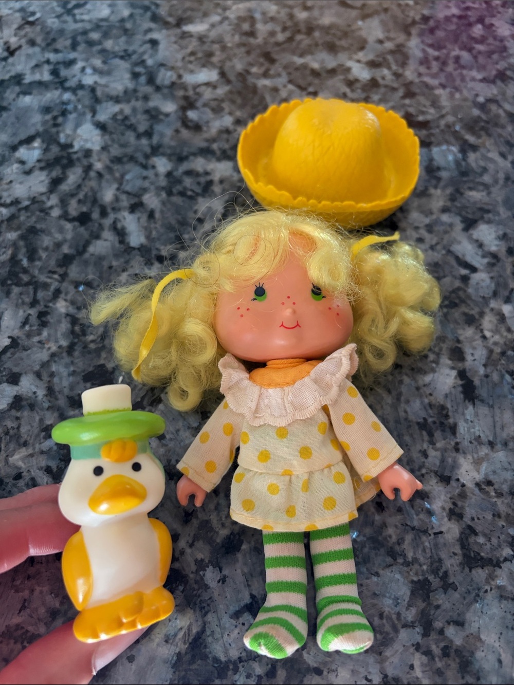 1980 Kenner Strawberry Shortcake Lemon Meringue doll and pet duck Marsh Mallard